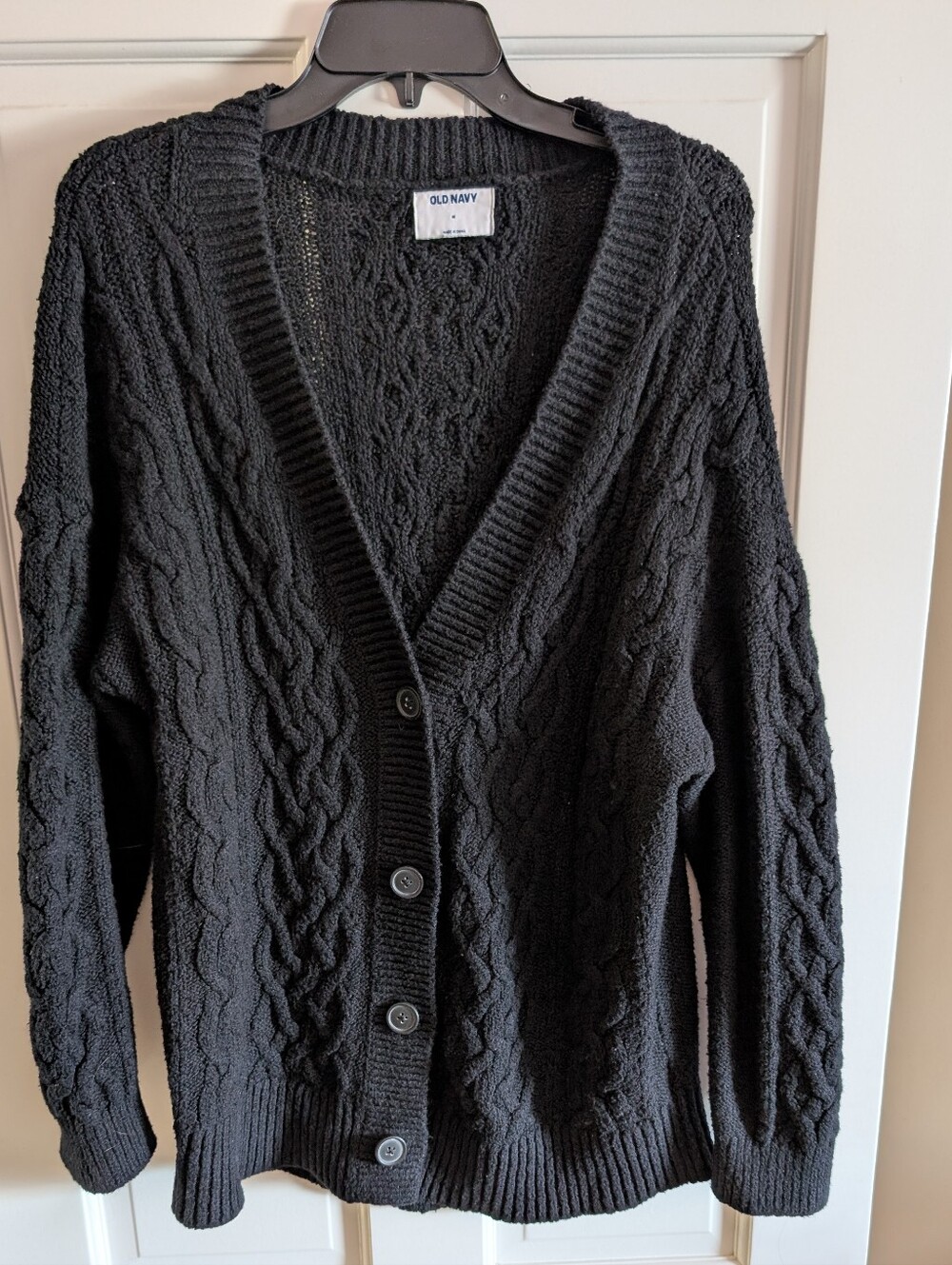 Women's Old Navy Black Cable-Knit Button Front Cardigan